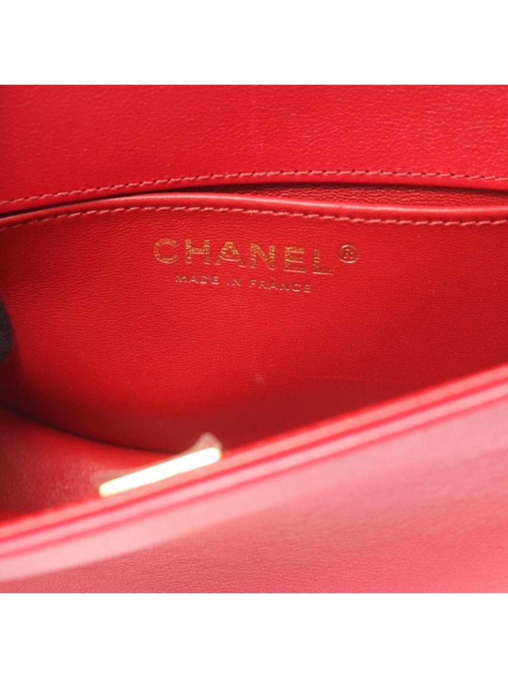 Chanel Shoulder Bag Small Red Leather Chain - Picture 6 of 10